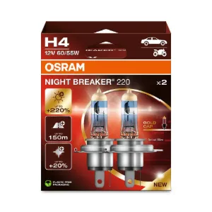 Osram Night Breaker 220 H4 polttimopari +220 % 12 V 60/55 W