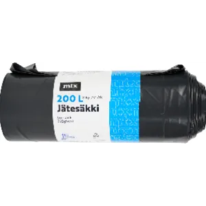 MTX jätesäkki 200 l, musta 8 kpl