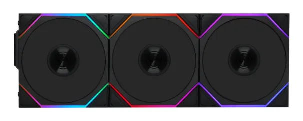 LIAN LI UNI FAN TL Wireless LCD 120, 120 mm, PWM, nestelaakeri, ARGB -tuuletinsarja, 3 kpl, musta