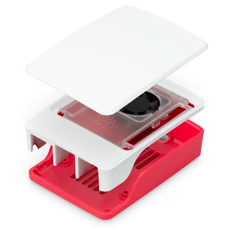Raspberry Pi 5 Case with Fan -kotelo tuulettimella, punainen/valkoinen -72%