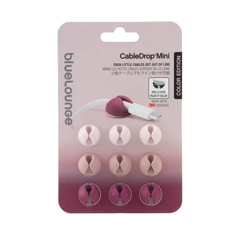 Bluelounge CableDrop Mini - Kaapelipidike, 9 kappaletta, Ombre Blush