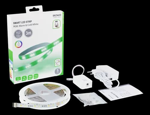 Deltaco Smart Home RGB-valonauha, 2700K-6500K, 3m, Wi-Fi 2,4GHz, valk. -49%