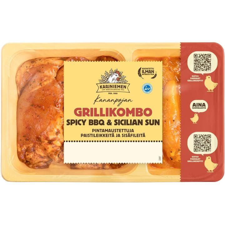 Kariniemen Kananpojan Grillikombo Spicy BBQ & Sicilian sun 550 g