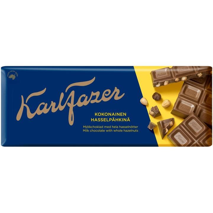 Karl Fazer kokonainen hasselpähkinä suklaalevy 200g