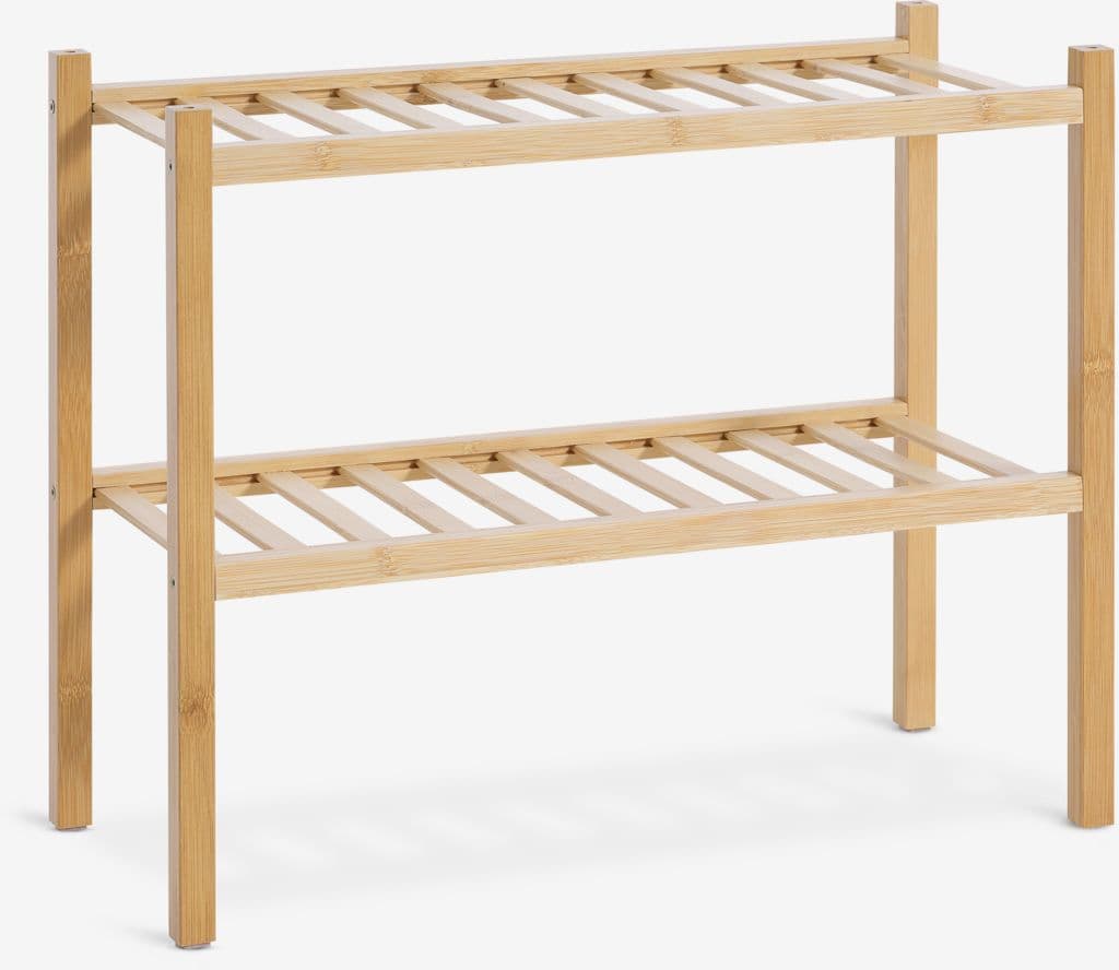 Kenkähylly EGTVED 2 hyllyä pinottava bambu