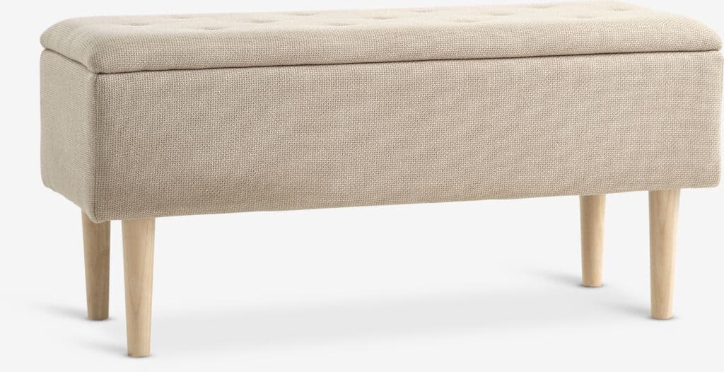 Penkki BADSTED säilytystilalla beige kangas/tammenvärinen