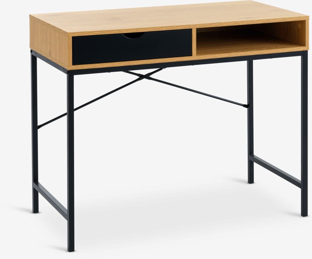 Työpöytä TRAPPEDAL 48x95 1 laatikko lämm.tammenvärinen/musta