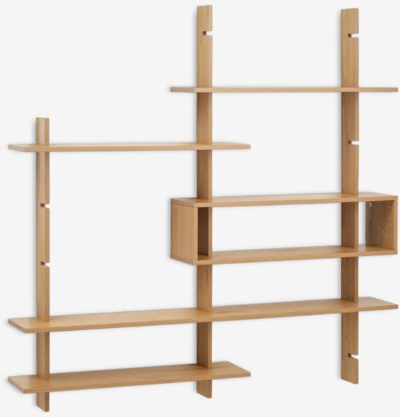 Hyllykokonaisuus KARLEBY 6 sääd. hyllyä lämmin tammenvär.
