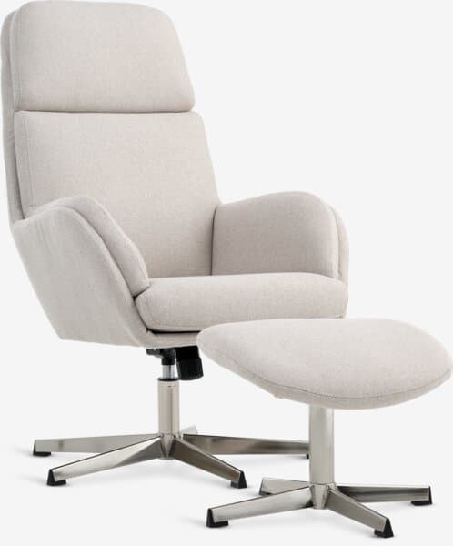 Nojatuoli rahilla TANKEDAL beige kangas/kromi