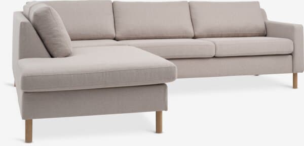 Sohva HELLERUP avopääty vasen beige kangas/luonn.tammi -25%