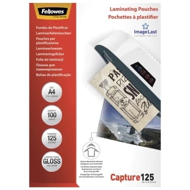 Fellowes Laminointitaskut A4 125 mic. 100/pkt, kiiltävä 5307407 Vastaa: N/A