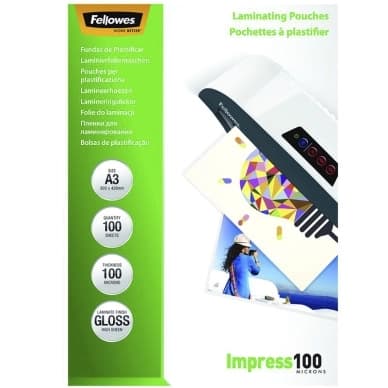 Fellowes Laminointitaskut A3 100 mic. 100/pkt, kiiltävä 5351205 Vastaa: N/A