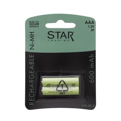 Star Trading Ladattavat akut aurinkolamppuihin AAA 1.2V 600mAh 478-00 Vastaa: N/A