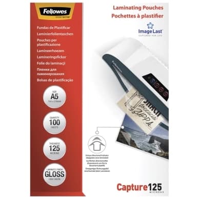 Fellowes Laminointitaskut A5 125 mic. 100/pkt, kiiltävä 5307302 Vastaa: N/A