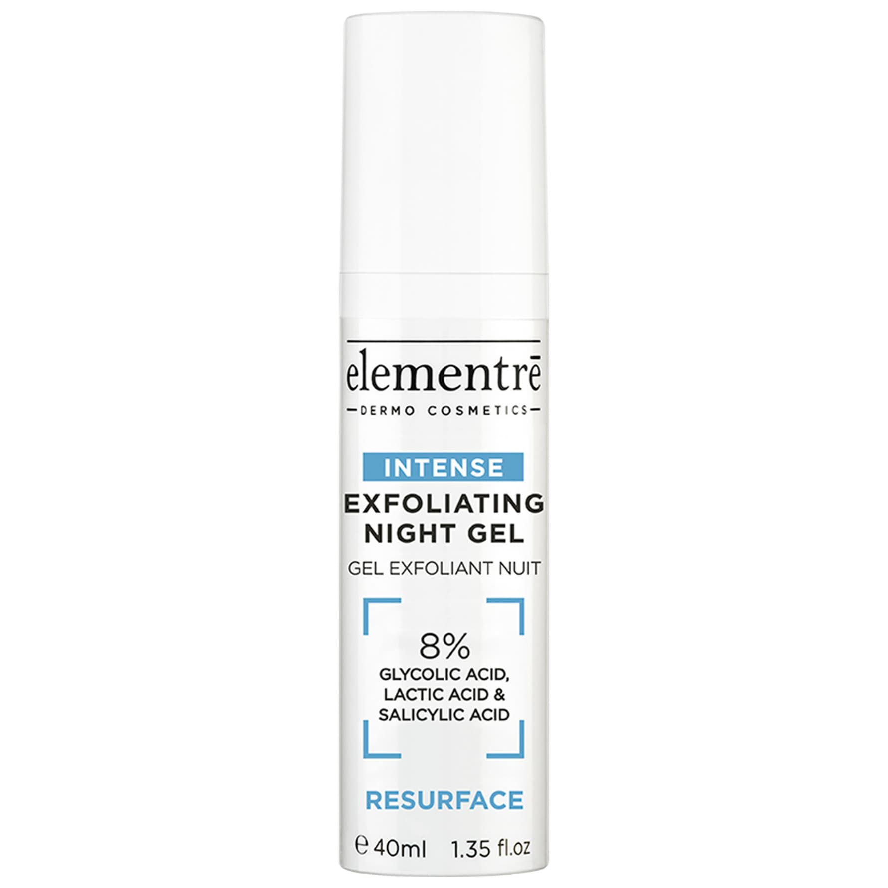 elementre Exfoliating Night Gel - 8% Glycolic, Lactic, Salicylic Acids 40 ml