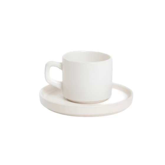 Kuppi aluslautasella Homla FAMELIO White, 200 ml