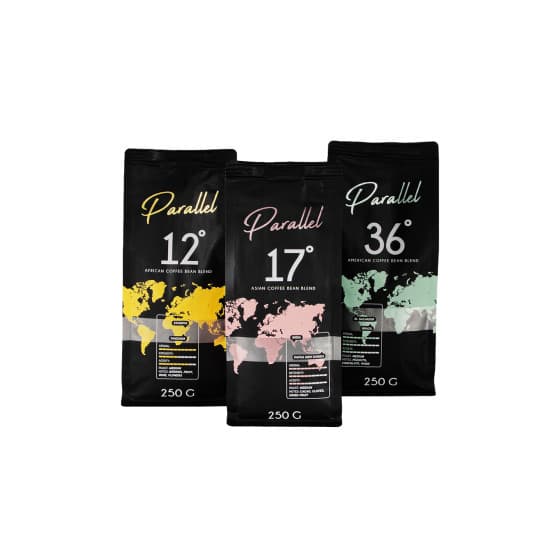 Kahvipapusetti Parallel 12 + Parallel 17 + Parallel 36, 3 x 250 g -50%
