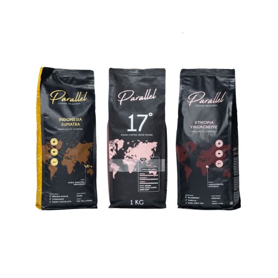 Kahvipapusetti Parallel Asia & Africa, 3 x 1 kg