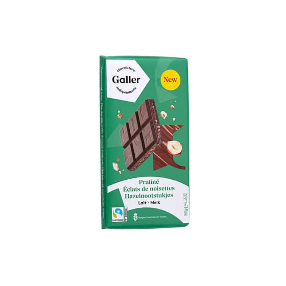 Maitosuklaalevy praliinitäytteellä ja hasselpähkinärouheella Galler Lait Praline Eclats de Noisettes, 180 g