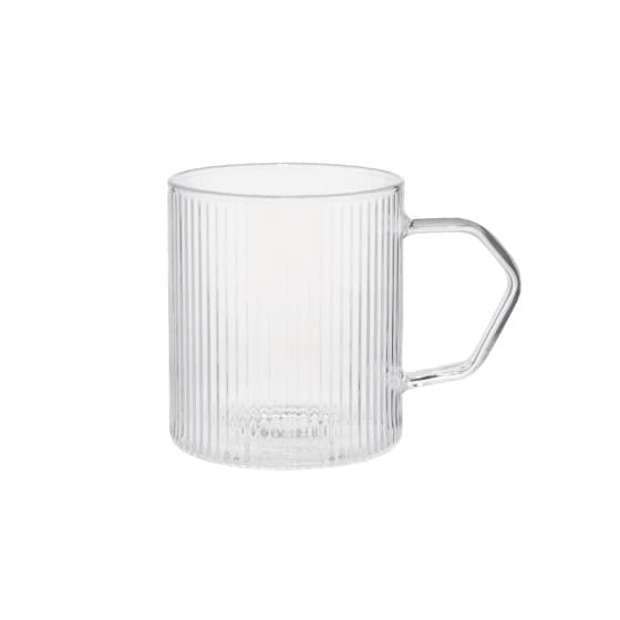 Uritettu lattelasi kahvalla CHiATO, 320 ml – kirkas