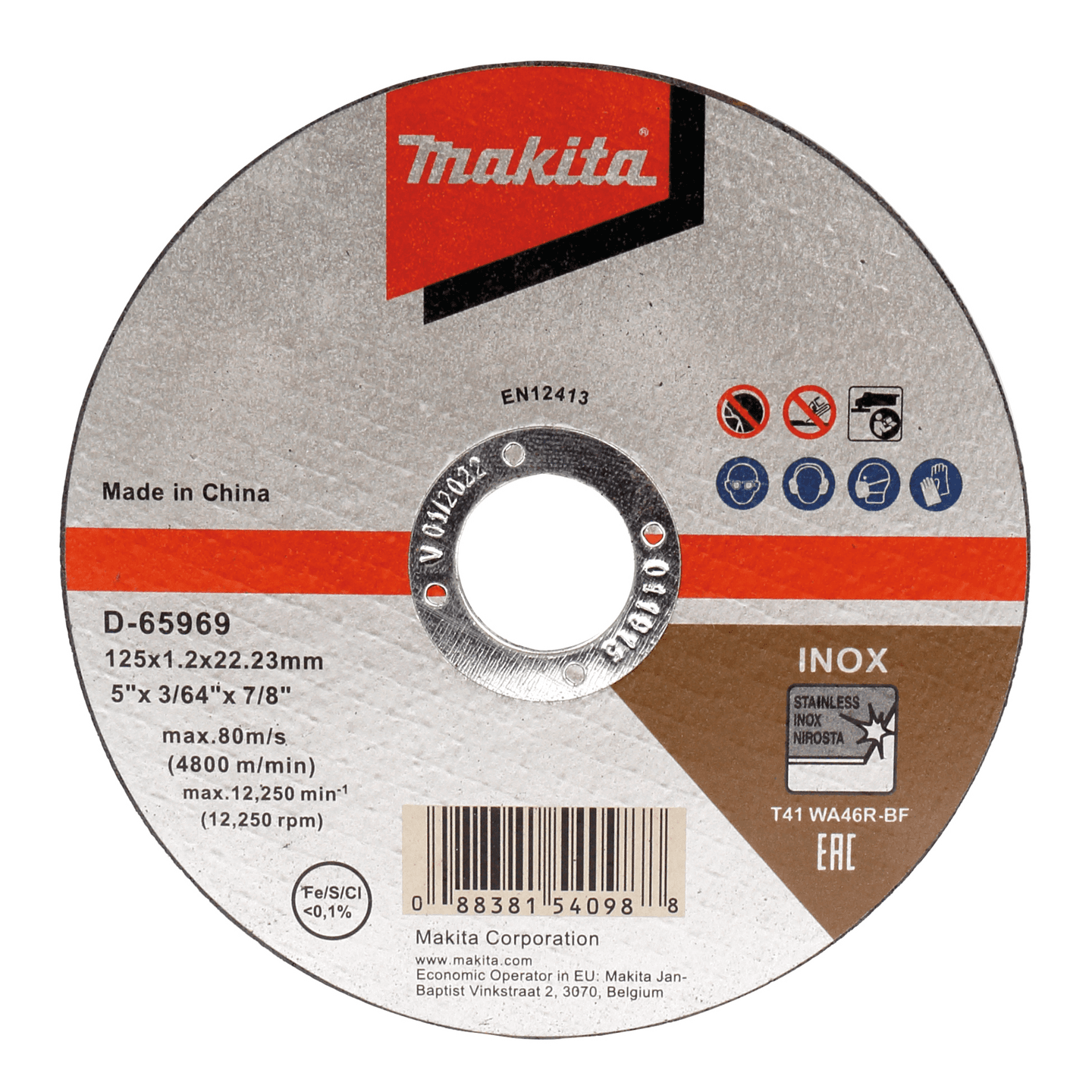 Katkaisulaikka Makita metalli/RST (INOX) 125x1,0mm WA46R -55%