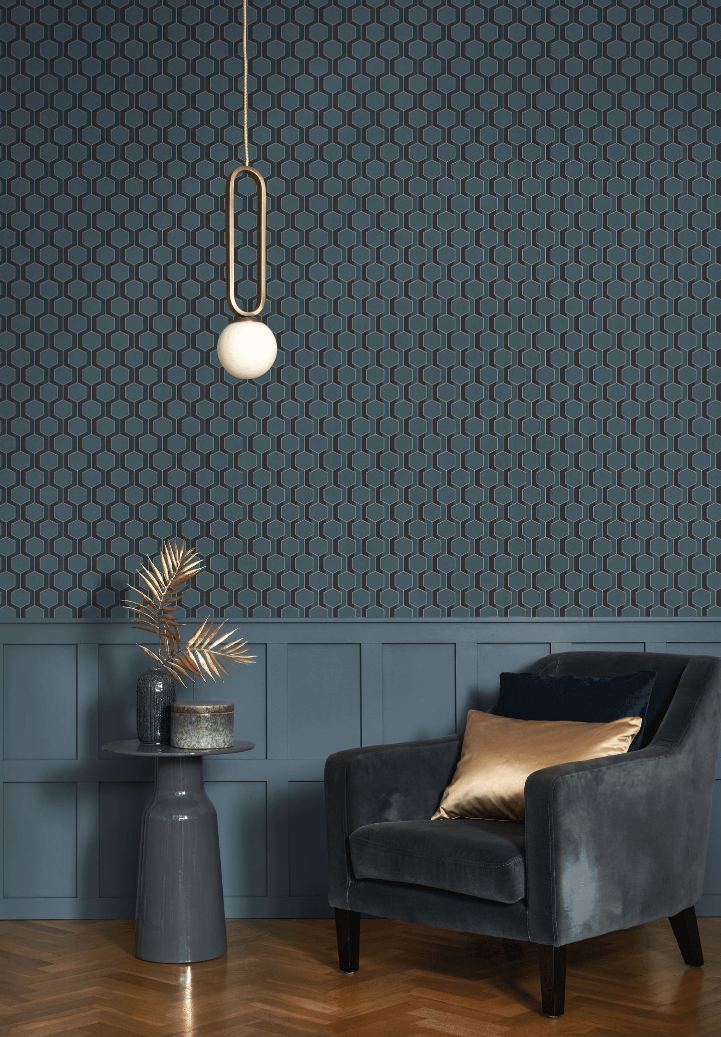 Kuitutapetti Casadeco Derby 89306914 Hamilton Bleu Paon 10,05m