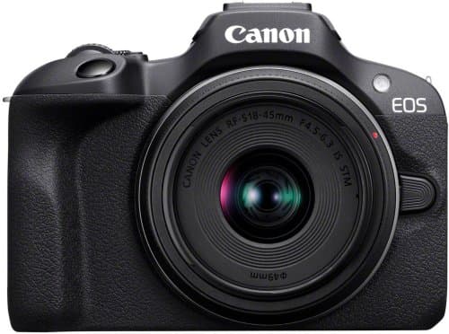 Canon EOS R100 -mikrojärjestelmäkamera + 18-45 mm IS STM -objektiivi