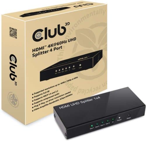 Club 3D HDMI 2.0 UHD Splitter -jakaja -65% (Hyväkuntoinen)