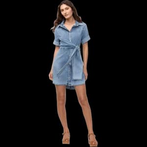Duer Performance Denim Lite Wrap Shirt Dress Womens