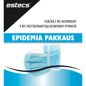 Estecs Kasvomaski (2kpl) + Desifiointipyyhkeit\u00e4 (8kpl)