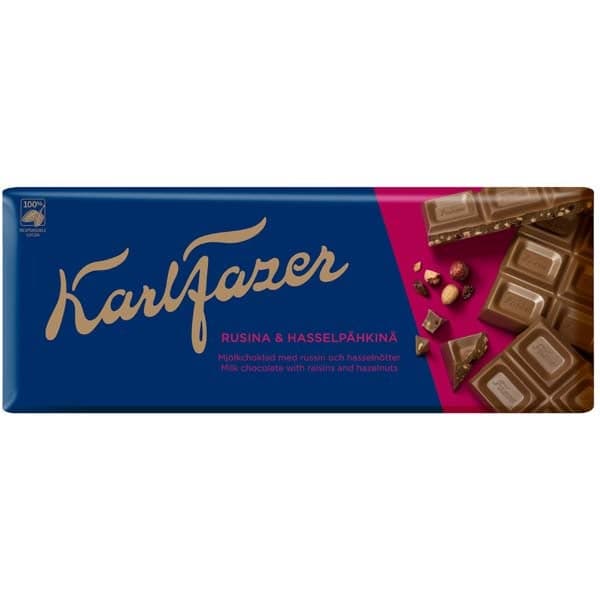 Karl Fazer Rusina & Hasselpähkinä suklaalevy 200g -24%