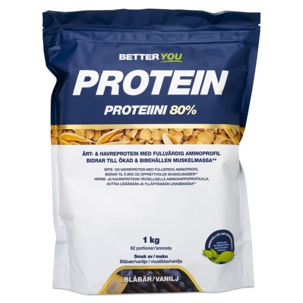 Better You Herne- & Kauraproteiini , Mustikka / vanilja, 1 kg -20%