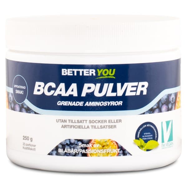 Better You BCAA Jauhe, Passionhedelmä/Mustikka, 250 g -20%