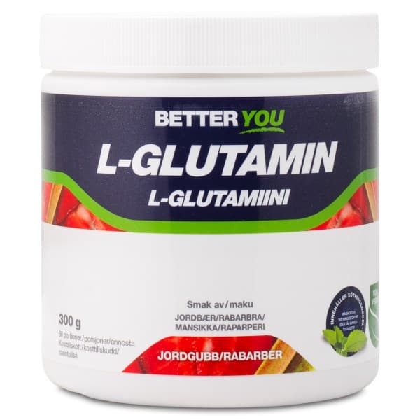 Better You L-Glutamiini, Mansikka/Raparperi, 300 g -20%