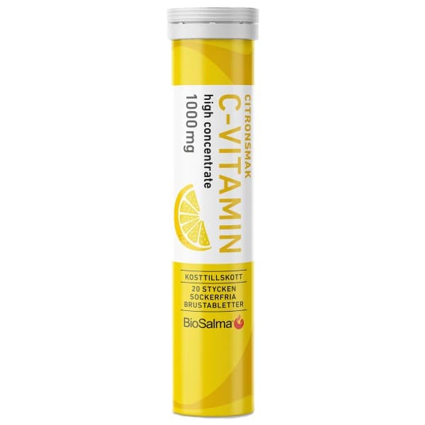 BioSalma C-vitamiini 1000 mg, Sitruuna, 20 poretablettia