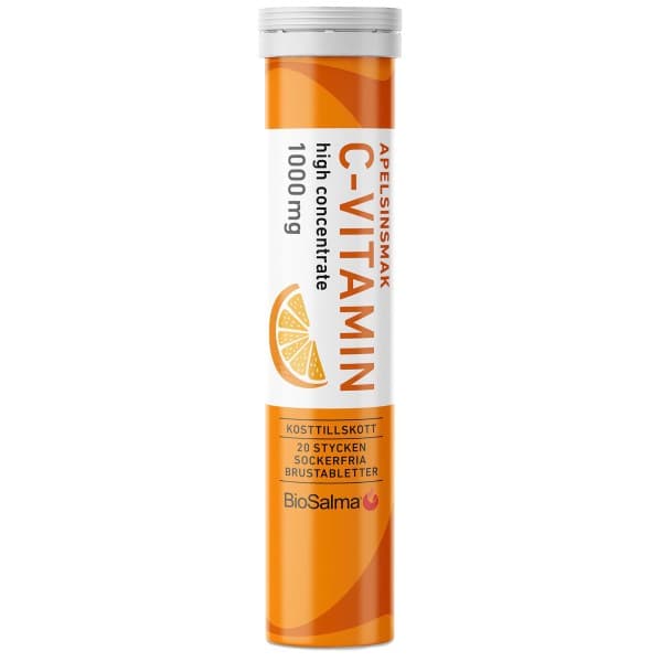 BioSalma C-vitamiini 1000 mg, Appelsiini, 20 poretablettia