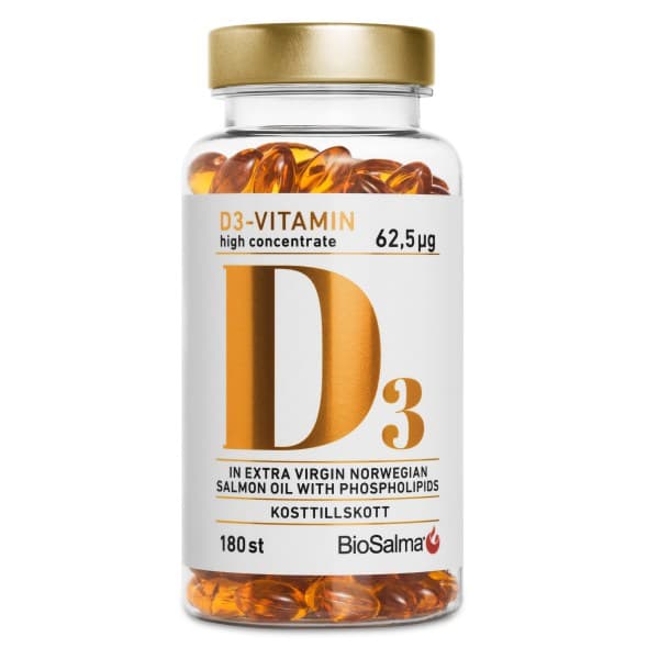 BioSalma D3-vitamin 62,5 ug High Concentrate, 180 kapselia -30%