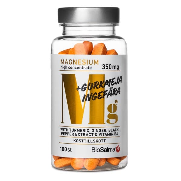 BioSalma Magnesium 350 mg + Kurkuma Inkivääri, 100 tablettia