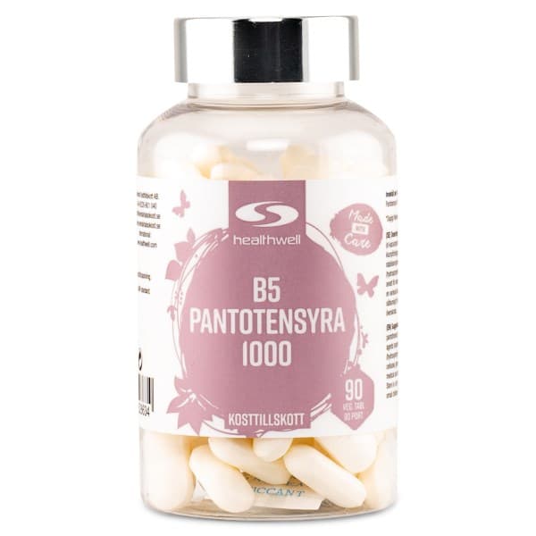 Healthwell B5 Pantoteenihappo 1000, 90 tablettia