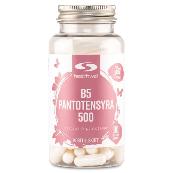 Healthwell B5 Pantoteenihappo 500, 90 kapselia