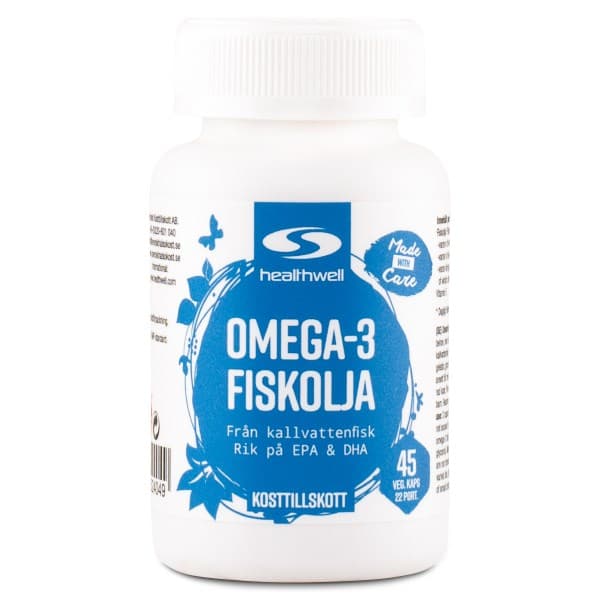 Healthwell Omega-3 Kalaöljy, 45 kaps.