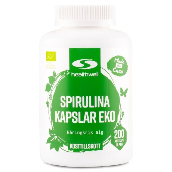 Healthwell Spirulina Kapselit Luomu, 200 kapselia