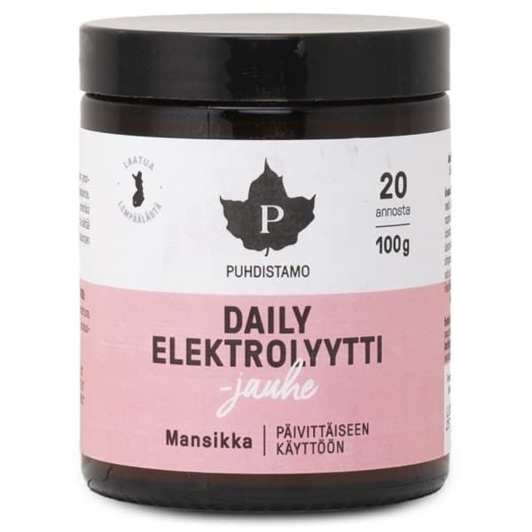 Puhdistamo Daily Elektrolyyttijauhe, Mansikka, 100 g