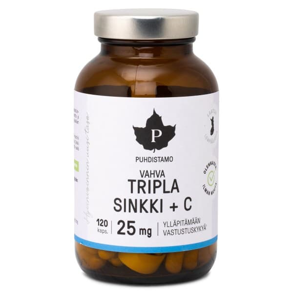 Puhdistamo Tripla Sinkki + C 25 mg, 120 kapselia
