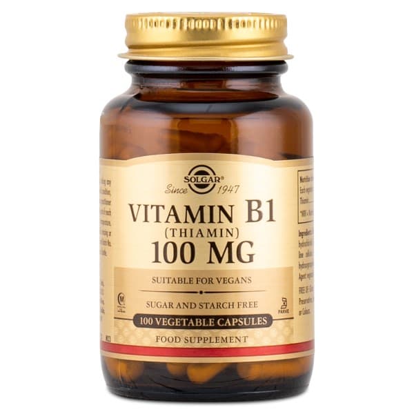 Solgar B1-vitamiini 100 mg, 100 kapselia