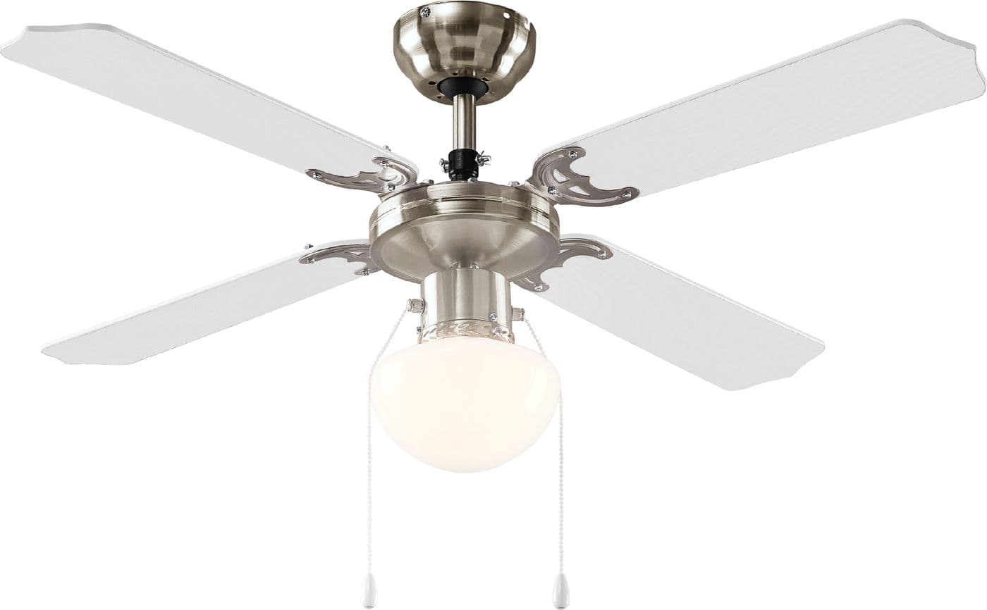 Tuuletinvalaisin Eglo Edi Light Ø106.6cm E27 valkoinen/vaahtera, mattanikkeli