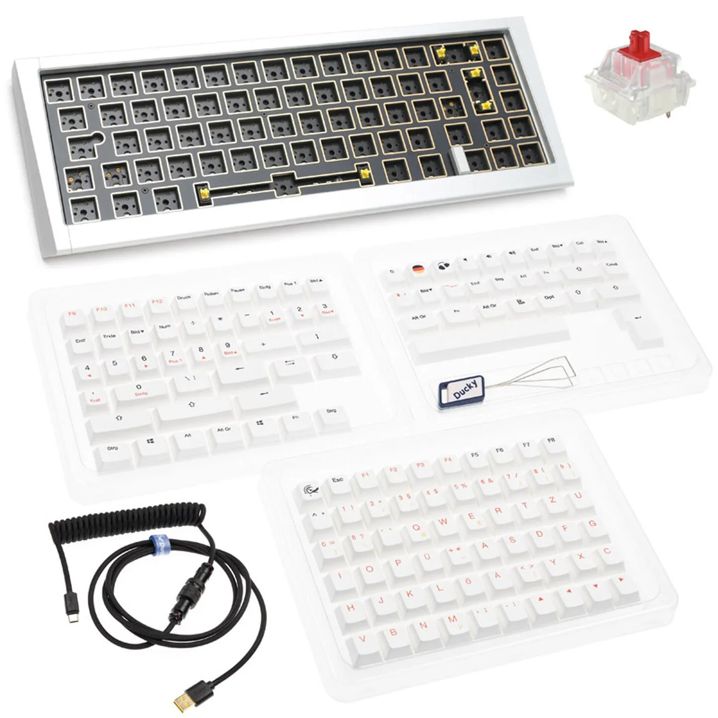 Ducky Outlaw 65 RGB Barebone ISO -mekaaninen pelinäppäimistö, hopea
