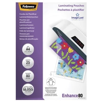 Fellowes Laminointitaskut A4 80 mic. 25/pkt, kiiltävä 5396205 Vastaa: N/A
