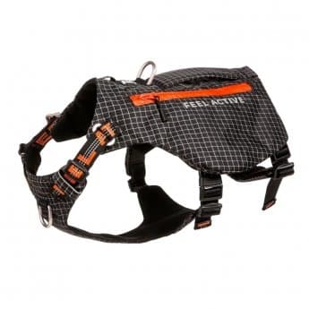Feel Active Trekbag -koiran valjaat vaellukseen, musta (s/m)