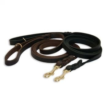 Feel Leather Braid rasvanahkainen talutin messinkilukolla musta (2,2 x 180 cm)